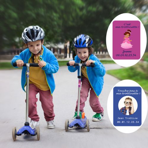 Custom Scooter Name Stickers label with picture