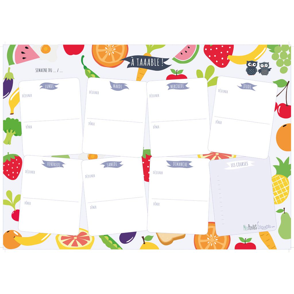 PLANNING SEMAINE FORMATA3 Frigo Calendrier Hebdomadaire Tableau